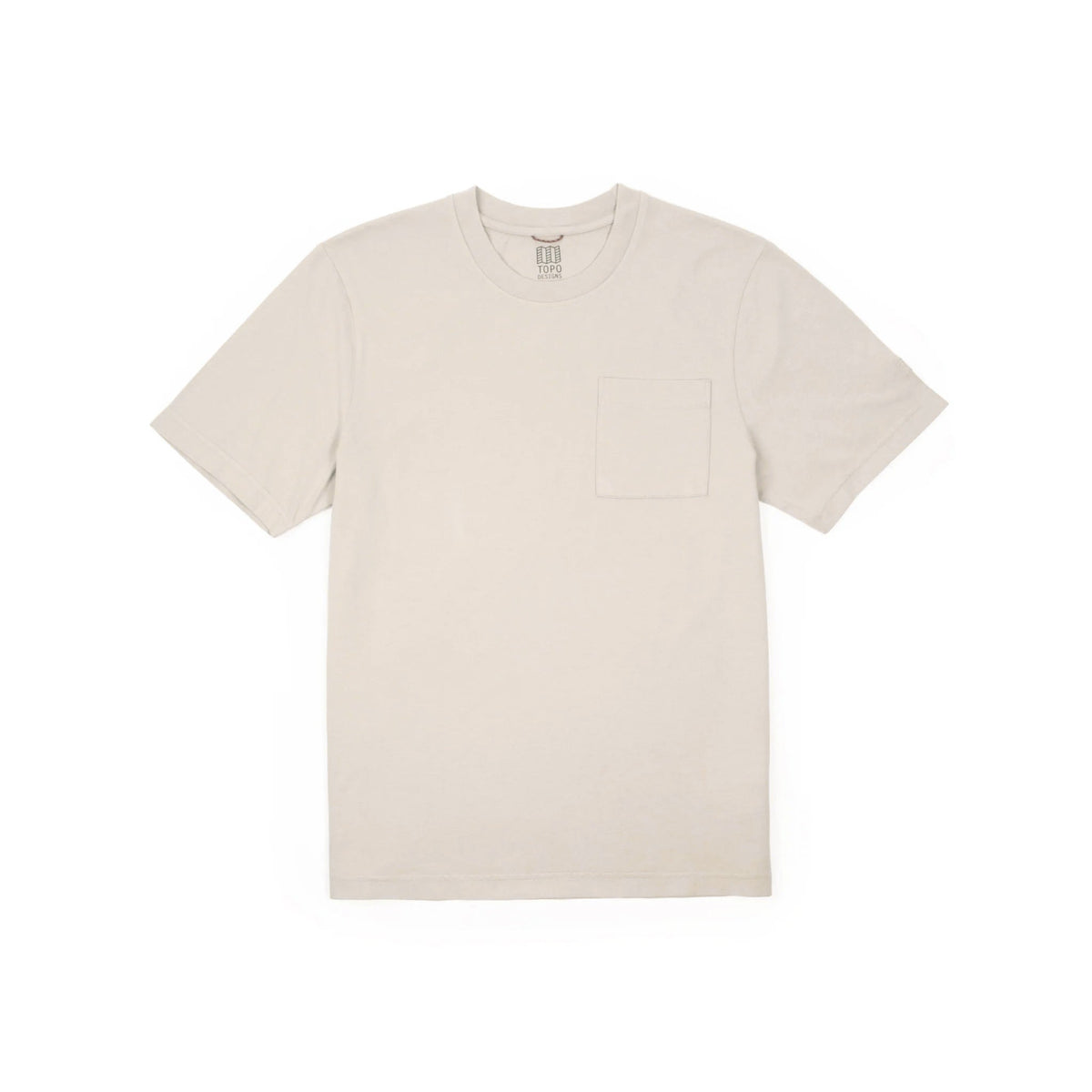 Front View of Topo Designs Dirt Pocket Tee Short Sleeve - Men's in "Cobblestone"