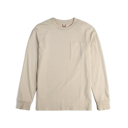 Front View of Topo Designs Dirt Pocket Tee Long Sleeve - Men's in "Cobblestone"