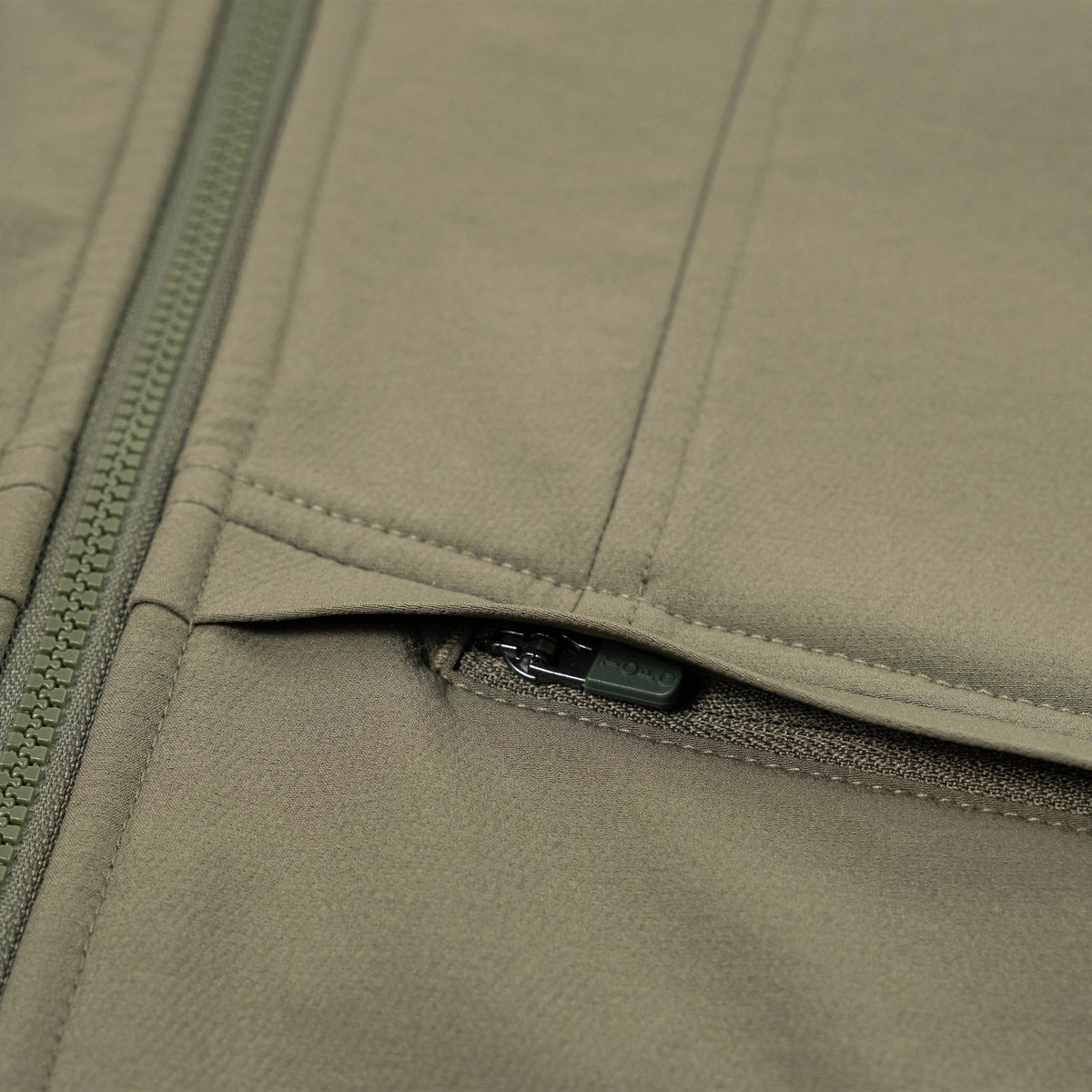 General Detail shot of Topo Designs HighPeak Jacket in "Beetle"