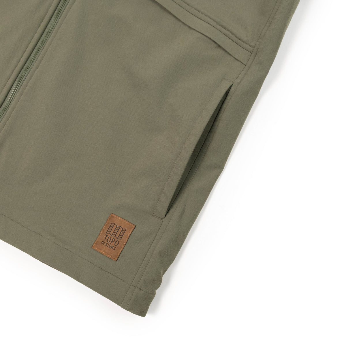 General Detail shot of Topo Designs HighPeak Jacket in "Beetle"