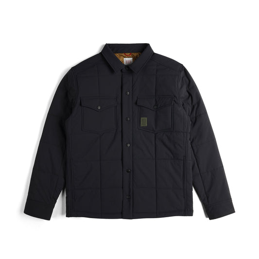 Front View of Topo Designs Puffer Shirt Jacket - Men's in "Black"