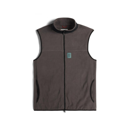 Front View of Topo Designs Vista Lightweight Fleece Vest - Men's in "Charcoal / Black"