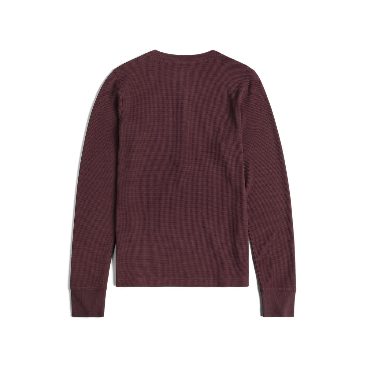 Back View of Topo Designs Global Waffle Henley - Women's in "Huckleberry"