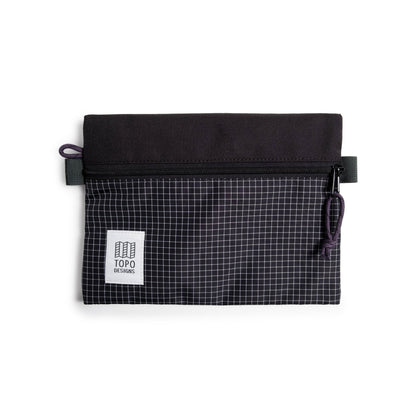 Front View of Topo Designs Accessory Bag "Medium" in "Black / White Grid"