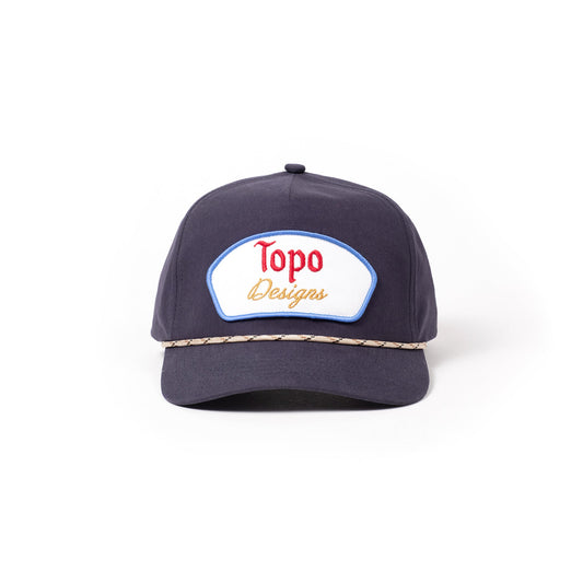 Front white background image of Topo Designs Twill Rope Cap - Draft in "Midnight"